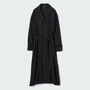 Uniqlo Black Long Sleeve Shirt Dress